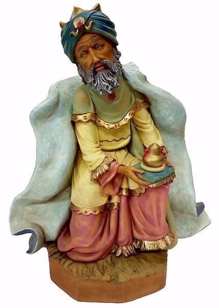 Picture of Melchior Saracen Wise King cm 50 (19,7 inch) Pellegrini Nativity Scene large size Statue in Oxolite Resin indoor outdoor use traditional Arabic