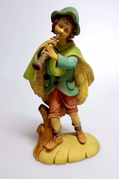 Picture of Shepherd with Flute cm 30 (11,8 inch) Pellegrini Nativity Scene large size Statue in Oxolite Resin indoor outdoor use traditional Arabic