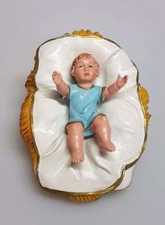 Immagine di Gesù Bambino in Culla cm 20 (7,9 inch) Presepe Pellegrini Colorato Statua in plastica PVC Arabo tradizionale piccolo per interno esterno 