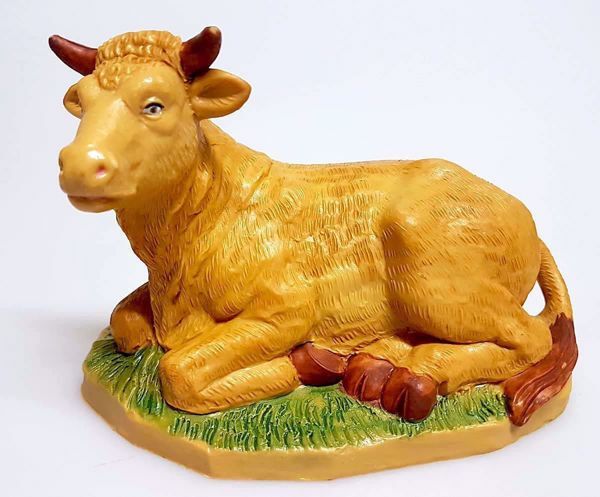 Immagine di Bue Presepe Pellegrini 20 cm plastica economico tinto legno da esterno