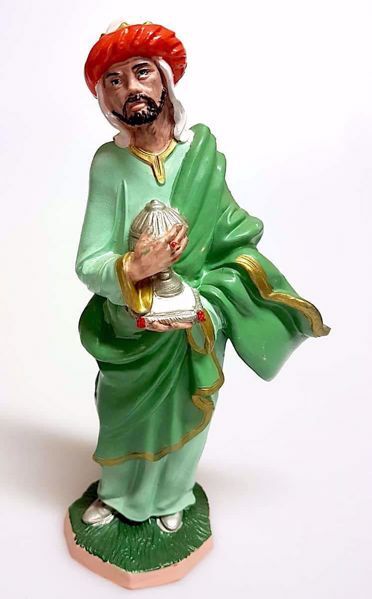 Immagine di Re Magio Moro statuina Presepe Pellegrini 20 cm plastica economico da esterno