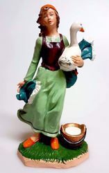 Immagine di Donna con Oca cm 20 (7,9 inch) Presepe Pellegrini Colorato Statua in plastica PVC Arabo tradizionale piccolo per interno esterno 