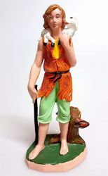 Immagine di Pastore con Pecora sulle spalle cm 20 (7,9 inch) Presepe Pellegrini Colorato Statua in plastica PVC Arabo tradizionale piccolo per interno esterno 