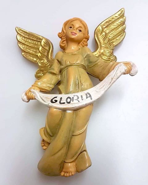 Immagine di Angelo Gloria cm 16 (6,3 inch) Presepe Pellegrini Tinto Legno Statua in plastica PVC Arabo tradizionale piccolo per interno esterno 