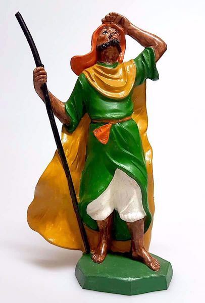 Immagine di Cammelliere cm 16 (6,3 inch) Presepe Pellegrini Colorato Statua in plastica PVC Arabo tradizionale piccolo per interno esterno 