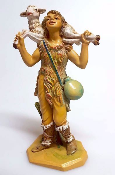 Picture of Shepherd with Sheep on shoulders Pellegrini Nativity 16 cm (6,3 inch) plastic for outdoor