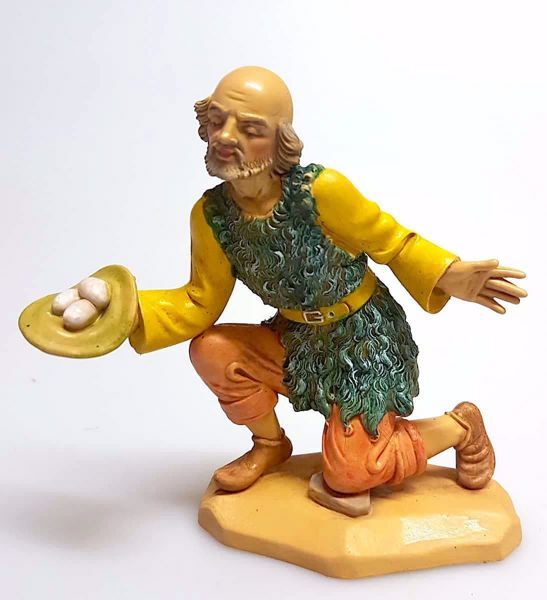 Immagine di Pastore con uova Presepe Pellegrini 16 cm plastica economico tinto legno da esterno