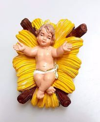 Immagine di Gesù Bambino in Culla cm 12 (4,7 inch) Presepe Pellegrini Colorato Statua in plastica PVC Arabo tradizionale piccolo per interno esterno 