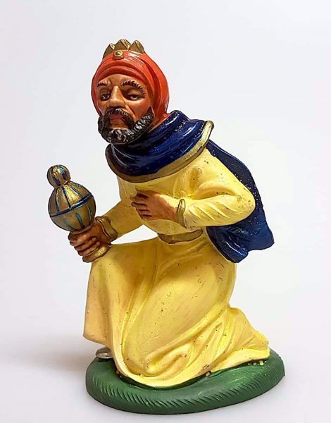 Immagine di Re Magio Mulatto statuina Presepe Pellegrini 12 cm plastica economico colorato