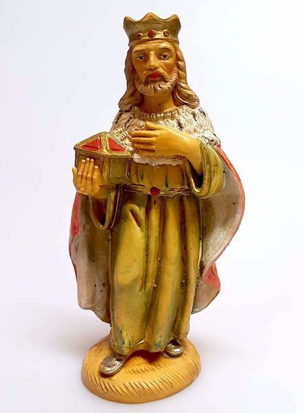 Picture of Caspar White Wise King cm 12 (4,7 inch) Pellegrini Nativity Scene small size Statue Wood Stained plastic PVC traditional Arabic indoor outdoor use 