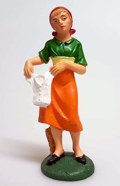 Imagen de Mujer lavando cm 12 (4,7 inch) Belén Pellegrini Estatua plástico PVC Colores Brillantes árabe tradicional pequeño para interior exterior