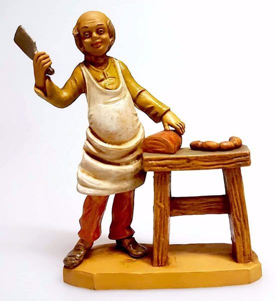 Picture of Butcher cm 12 (4,7 inch) Pellegrini Nativity Scene small size Statue Wood Stained plastic PVC traditional Arabic indoor outdoor use 
