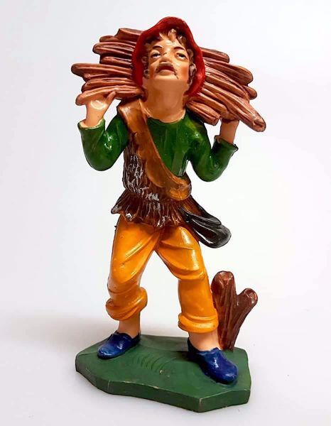 Immagine di Pastore con fascina di legna Presepe Pellegrini 12 cm plastica economico colorato