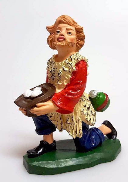 Immagine di Pastore con uova Presepe Pellegrini 12 cm plastica economico colorato