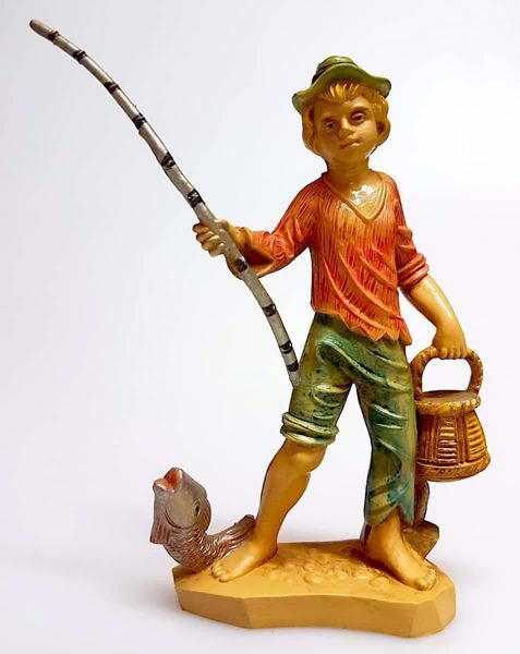 Picture of Fisherman cm 12 (4,7 inch) Pellegrini Nativity Scene small size Statue Wood Stained plastic PVC traditional Arabic indoor outdoor use 