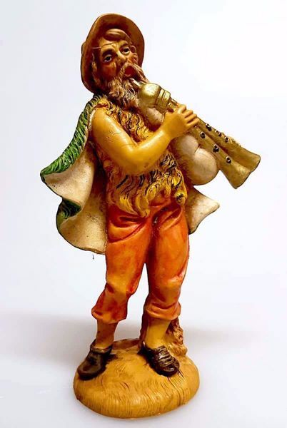 Immagine di Zampognaro Presepe Pellegrini 12 cm plastica economico italiano tinto legno