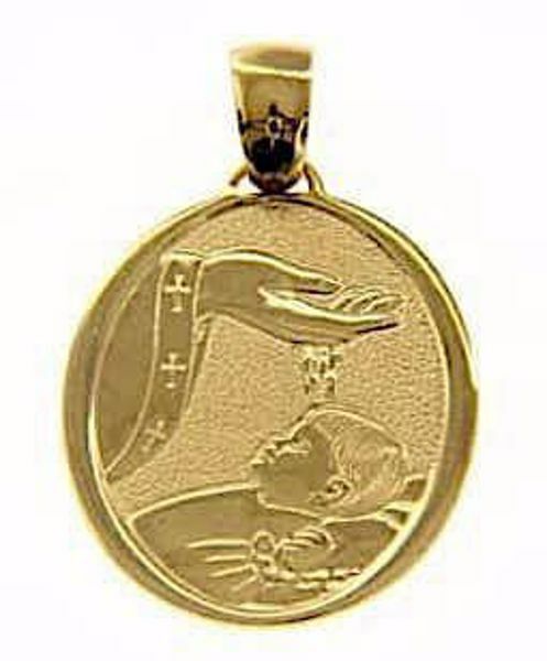 Picture of Baptism Gift of God Sacred Oval Medal Pendant gr 3,3 Yellow Gold 18k for Baby Girl and Boy