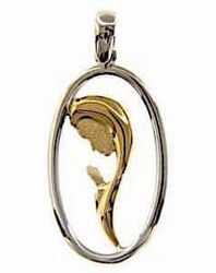 Imagen de Nuestra Señora Madonna en Oración estilizada Medalla Sagrada Colgante oval gr 1,9 Bicolor Oro blanco amarillo 18kt para Mujer 