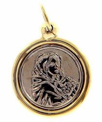 Imagen de Virgen con el Niño de Ferruzzi Medalla Sagrada Colgante redonda gr 3 Bicolor Oro blanco amarillo 18kt para Mujer 