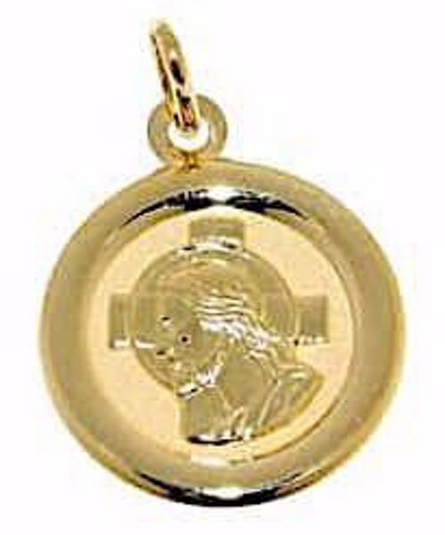 Imagen de Cristo Jesús con Aureola Medalla Sagrada Colgante redonda gr 1,35 Oro amarillo 18kt para Mujer 