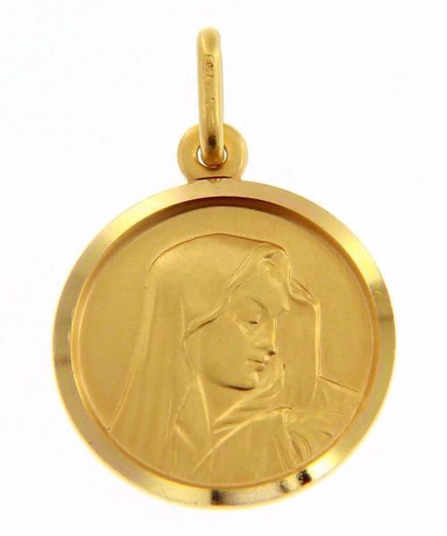 Imagen de Virgen María Nuestra Señora de los Dolores Medalla Sagrada Colgante redonda Acuñación gr 3,4 Oro amarillo 18kt para Mujer 