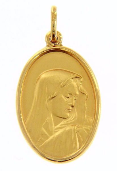 Imagen de Virgen María Nuestra Señora de los Dolores Medalla Sagrada Colgante oval Acuñación gr 4,7 Oro amarillo 18kt para Mujer 