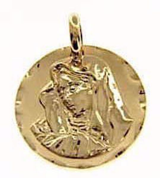 Picture of Madonna Our Lady of Sorrows Sacred Medal Round Pendant gr 4,9 Yellow Gold 18k for Woman 