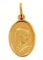 Imagen de Virgen María Nuestra Señora de los Dolores Medalla Sagrada Colgante oval Acuñación gr 2,2 Oro amarillo 18kt para Mujer 