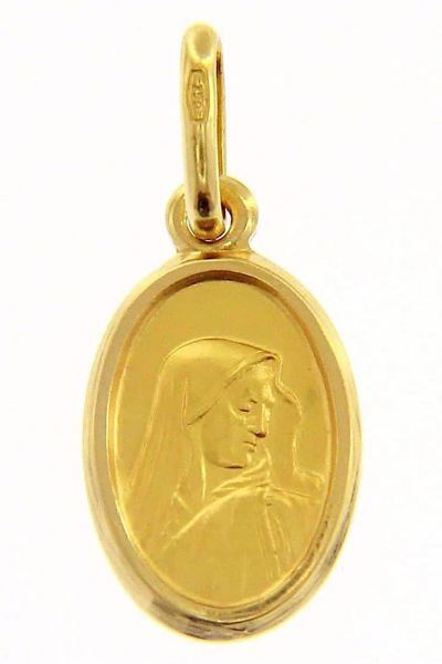 Immagine di Vergine Maria Madonna Addolorata Medaglia Sacra Pendente ovale Conio gr 1,5 Oro giallo 18kt da Donna 