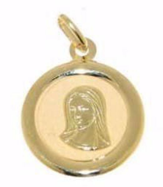 Picture of Our Lady Virgin Mary Sacred Medal Round Pendant gr 1,2 Yellow Gold 18k for Woman 