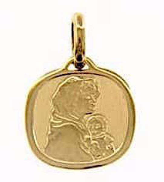 Imagen de Madonna Virgen con el Niño Medalla Sagrada Colgante cuadrada en bajorrelieve gr 1,7 Oro amarillo 18kt para Mujer 