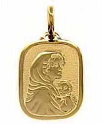 Imagen de Madonna Virgen con el Niño Medalla Sagrada Colgante rectangular en bajorrelieve gr 2,5 Oro amarillo 18kt para Mujer 
