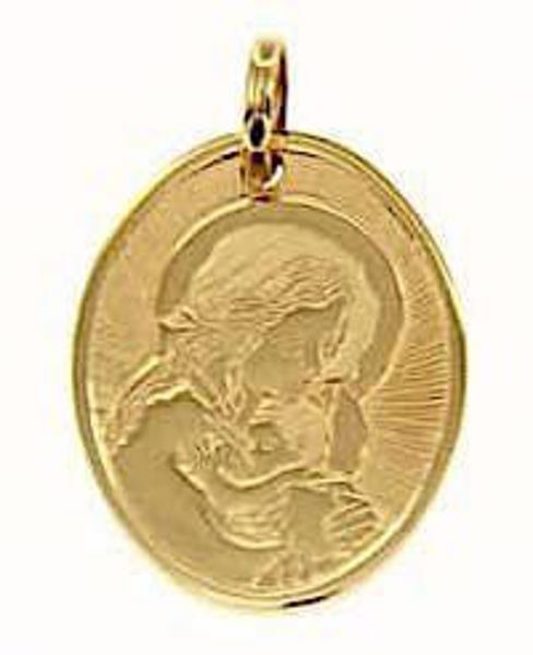 Immagine di Madonna con Bambino del Ferruzzi Medaglia Sacra Pendente ovale gr 2,3 Oro giallo 18kt da Donna 