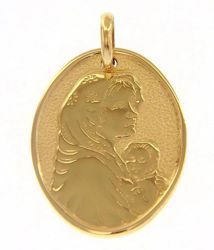 Immagine di Madonna con Bambino del Ferruzzi Medaglia Sacra Pendente ovale gr 2,1 Oro giallo 18kt da Donna 