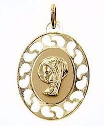 Picture of Madonna with pierced edge Oval Medal Pendant gr 1,05 Yellow Gold 9k for Woman 