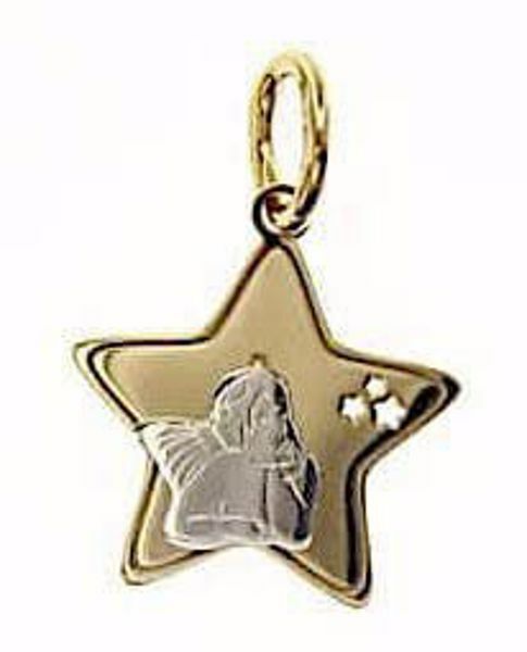 Picture of Angel of Raphael with Stars Sacred Medal Pendant gr 1,05 Bicolour yellow white Gold 18k for Woman, Boy and Girl