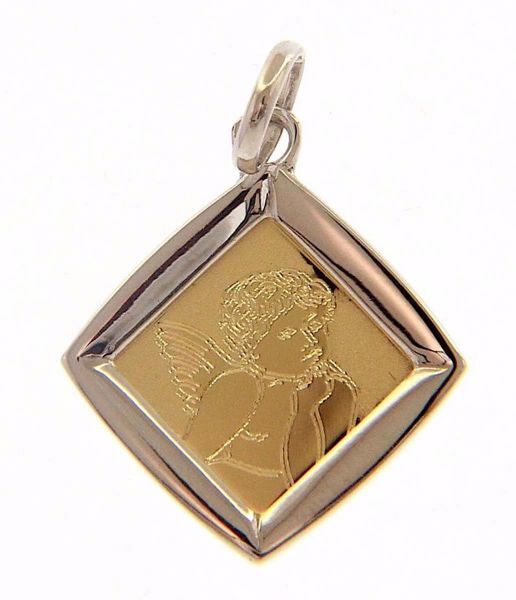 Picture of Angel of Raphael Sacred Medal Pendant gr 1,4 Bicolour yellow white Gold 18k for Woman, Boy and Girl