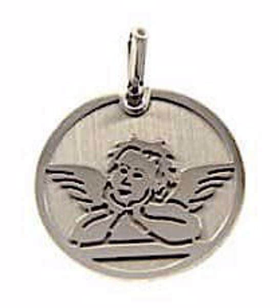 Picture of Angel of Raphael Sacred Medal Round Pendant gr 1,6 White Gold 18k for Woman, Boy and Girl