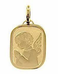 Immagine di Angelo Custode Medaglia Sacra Pendente rettangolare Bassorilievo gr 2,5 Oro giallo 18kt per Bimba e Bimbo