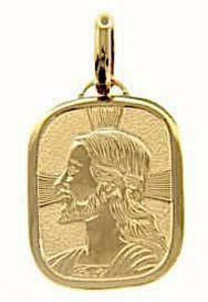 Picture of Jesus Christ with aureole Sacred Rectangular Medal Pendant in bas-relief gr 2,4 Yellow Gold 18k for Man 