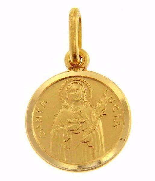 Picture of Saint Lucy Coining Sacred Medal Round Pendant gr 2 Yellow Gold 18k Unisex Woman Man 