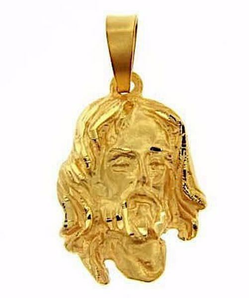 Picture of Holy Face of Jesus Christ Medal Pendant gr 9,7 Yellow Gold 18k relief printed plate Unisex for Woman and Man