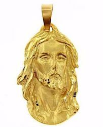 Picture of Holy Face of Jesus Christ Medal Pendant gr 15,7 Yellow Gold 18k relief printed plate Unisex for Woman and Man