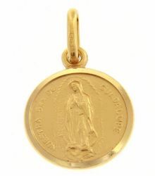 Immagine di Madonna Nuestra Señora Virgen de Guadalupe Medaglia Sacra Pendente tonda Conio gr 1,6 Oro giallo 18kt con bordo liscio Unisex Donna Uomo 