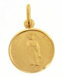 Immagine di Madonna Nuestra Señora Virgen de Guadalupe Medaglia Sacra Pendente tonda Conio gr 2,5 Oro giallo 18kt con bordo liscio Unisex Donna Uomo 