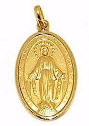 Picture of Miracolous Madonna Our Lady of Graces Coining Sacred Oval Medal Pendant gr 6,7 Yellow Gold 18k Unisex Woman Man 