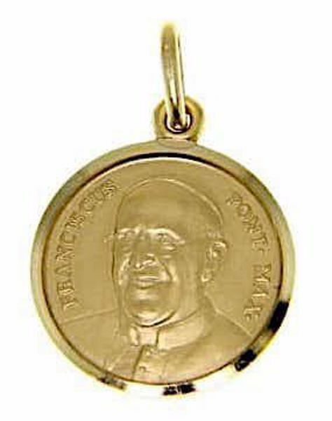 Imagen de Papa Francisco Franciscus Pontifex Maximus Medalla Sagrada Colgante redonda Acuñación gr 3,5 Oro amarillo 18kt Unisex Mujer Hombre 