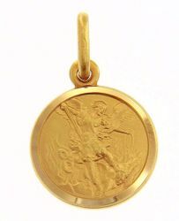 Immagine di San Michele Arcangelo Medaglia Sacra Pendente tonda Conio gr 2,1 Oro giallo 18kt Unisex Donna Uomo