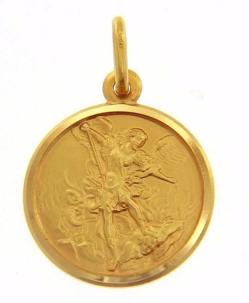 Picture of Saint Michael Archangel Coining Sacred Medal Round Pendant gr 3,2 Yellow Gold 18k Unisex for Woman and Man