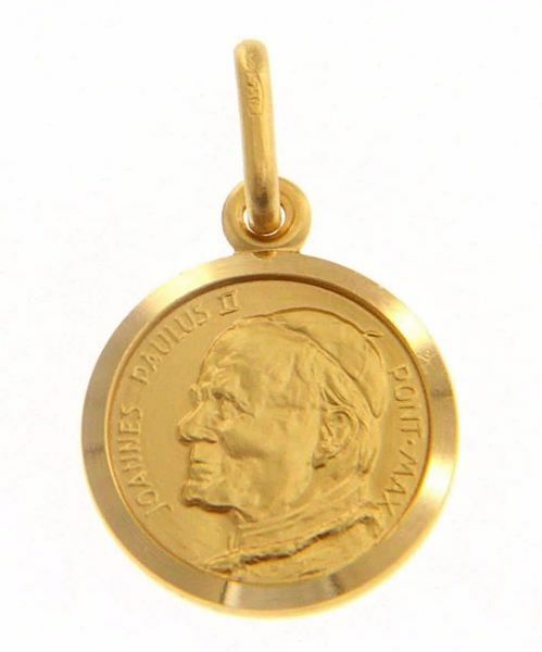 Imagen de Santo Papa Juan Pablo II Ioannes Paulus II Pontifex Maximus Medalla Sagrada Colgante redonda Acuñación gr 2,1 Oro amarillo 18kt Unisex Mujer Hombre 